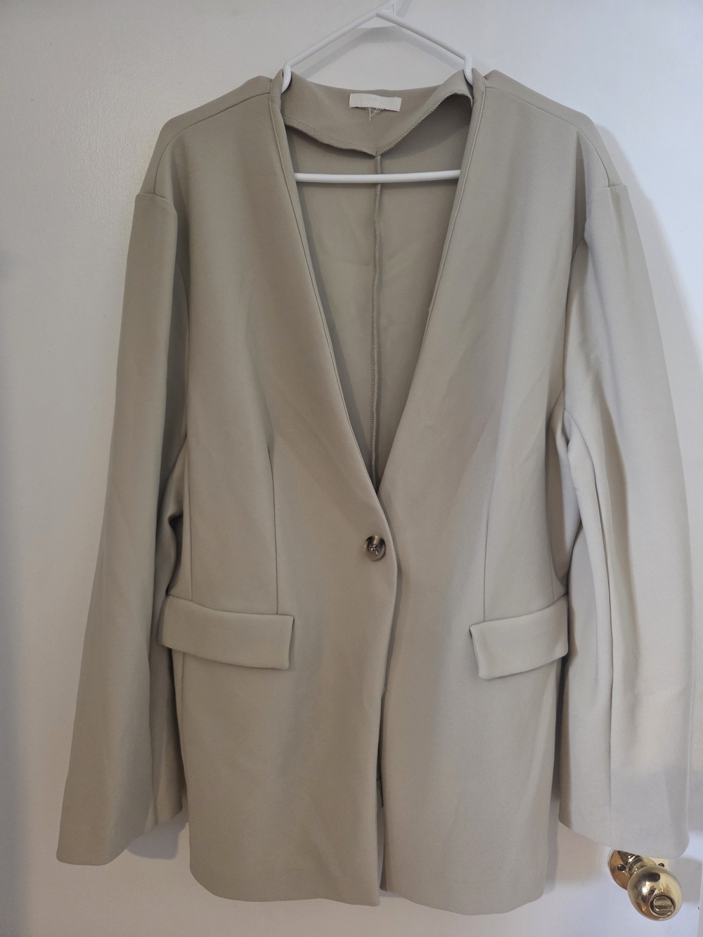 H&M Womens Cream Single-Button Blazer Jacket